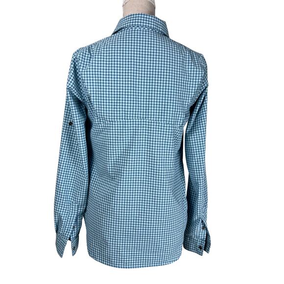 Columbia Omni-Shade Gingham Button Down Shirt Blue Long Sleeve Gorpcore - Picture 3 of 8